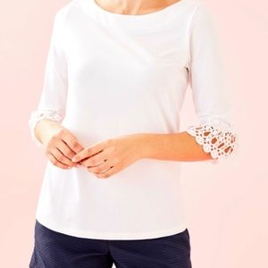 Lilly Pulitzer Waverly Resort White 3/4 length ruffle sleeve